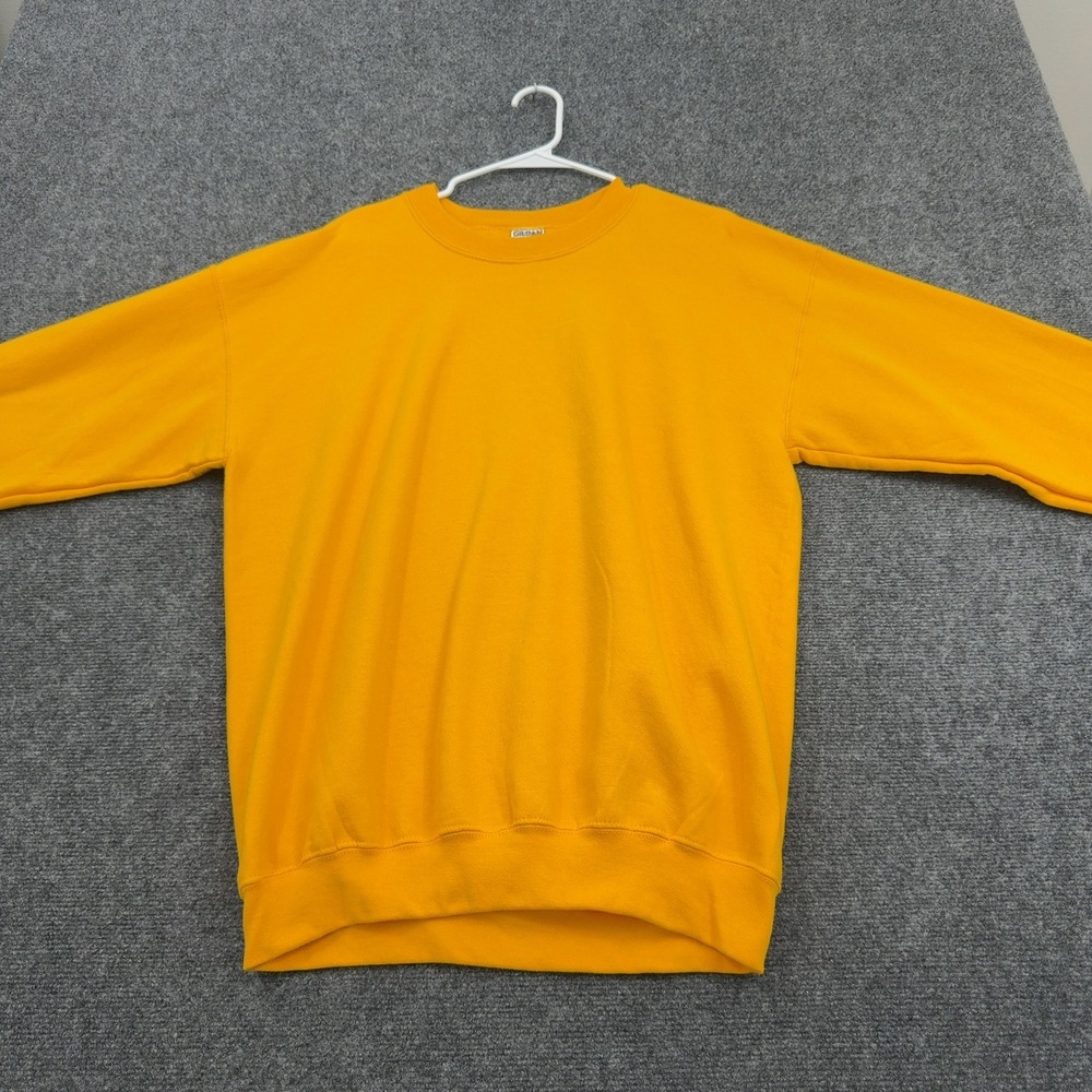 Vintage‎ Gildan Sweatshirt Mens L Gold Cotton Blend Crewneck Heavyweight Casual